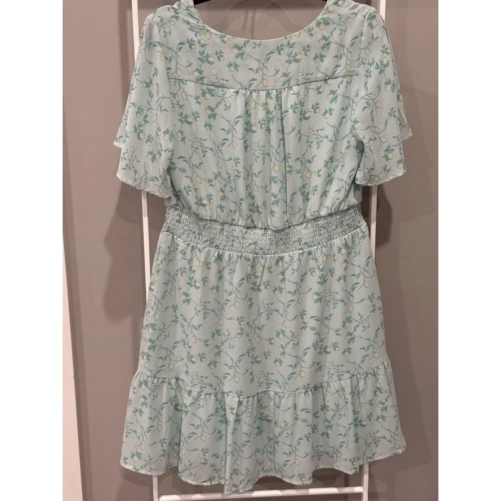 Berkley Jensen‎ Chiffon Dress Lemon Floral Print Cottagecore Soft Girl M
